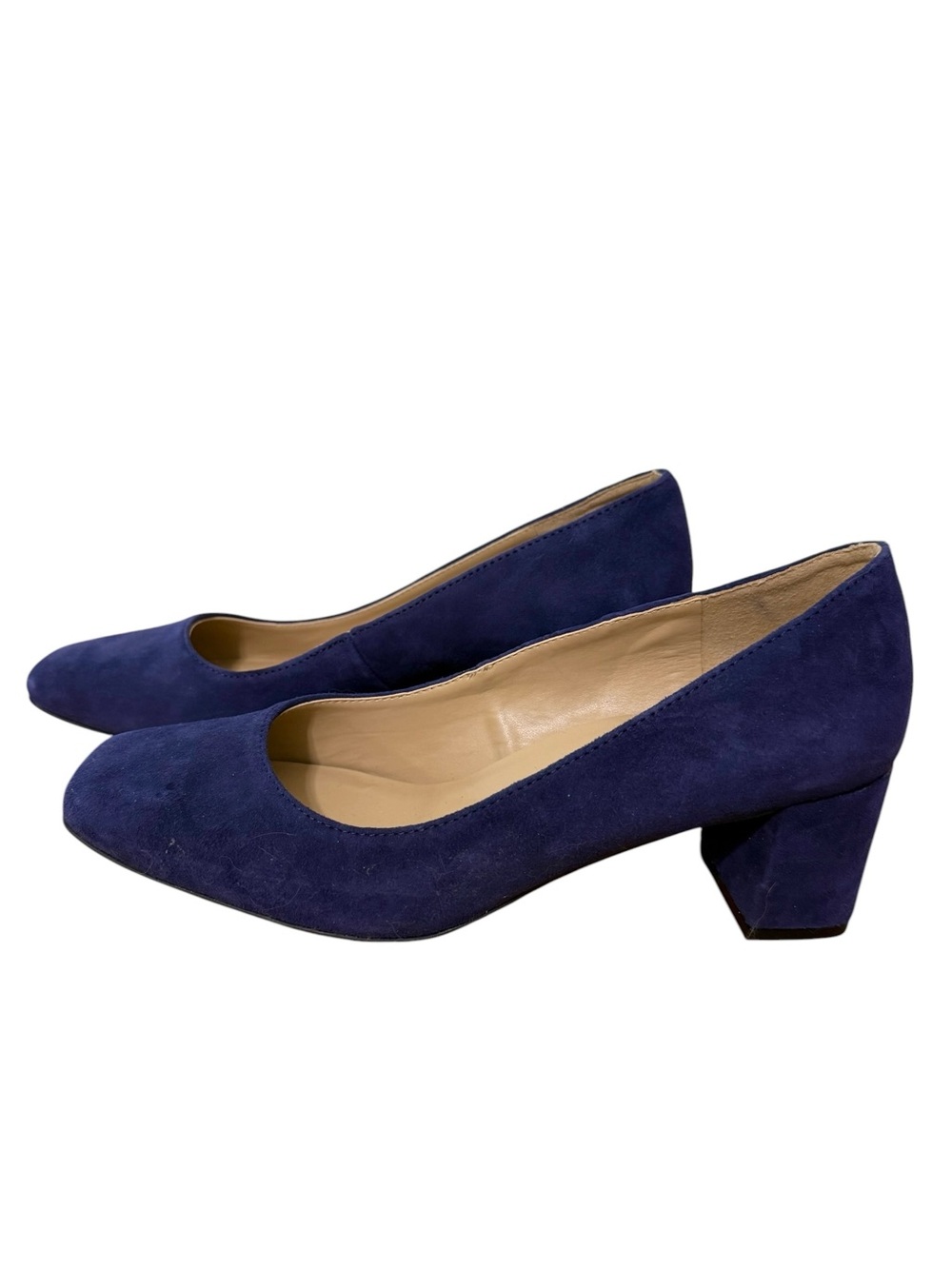 Leather Suede Naturalizer Classic Navy Block Heel Pumps Like New Size 9
